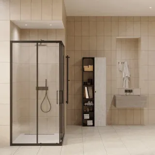 Душевой уголок by Deonria Kupe U-100-100-6-T-B 100x100см чёрный/прозрачный